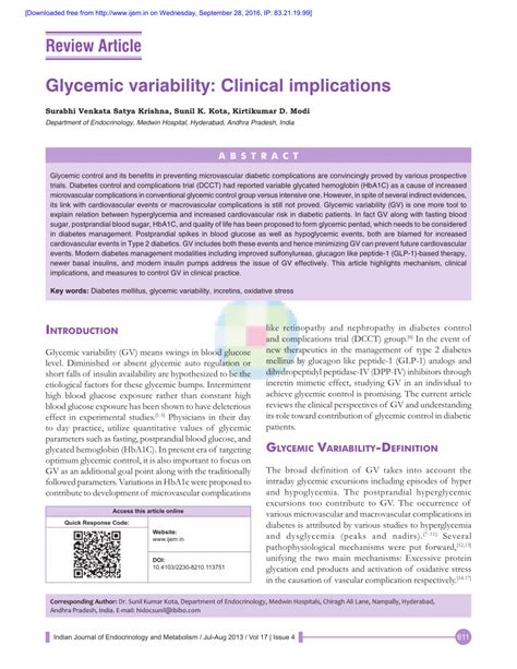 (PDF) Glycemic variability: Clinical implications