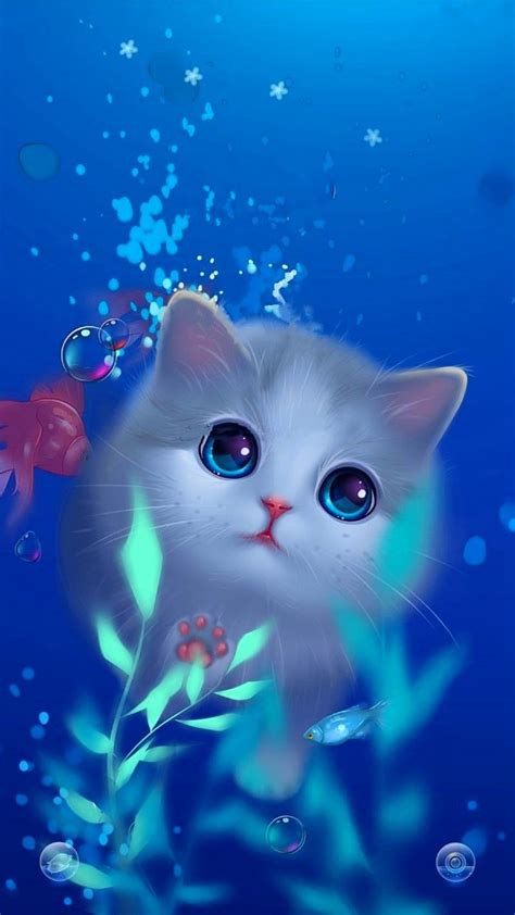 Cat in the ocean, beautiful, pretty, cats, blue, nature, kittens, cute, eyes HD phone wallpaper ...