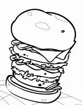 Burger Coloring Pages Food High Stacked Hamburger Printable 2021 046  sketch template