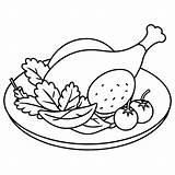 Premium Vector  Coloring Page roasted chicken On A Plate With Tomatos sketch template