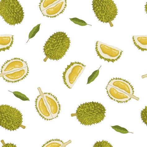 Premium Vector | Seamless pattern of durian and leaves