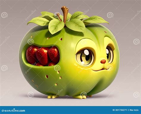 3D Scary and Cute Apple Monster Face Stock Illustration - Illustration of vector, food: 301736271