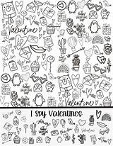 Valentines Coloring Bundle Kids Pages Day Themed  sketch template