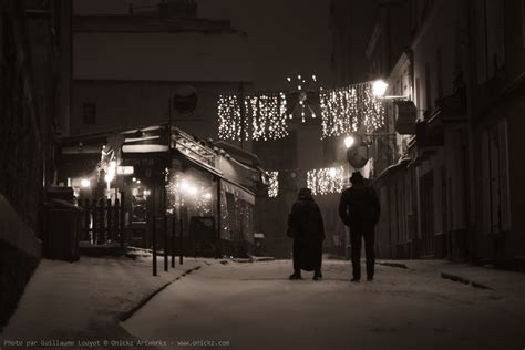 Black night and White snow in Paris - Photography