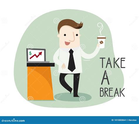 Break Time - Cartoon Illustration On Green Chalkboard. Royalty-Free Stock Photography ...