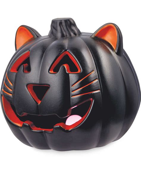 Halloween Black Cat Light Up Pumpkin | Cat light, Light up pumpkins ...