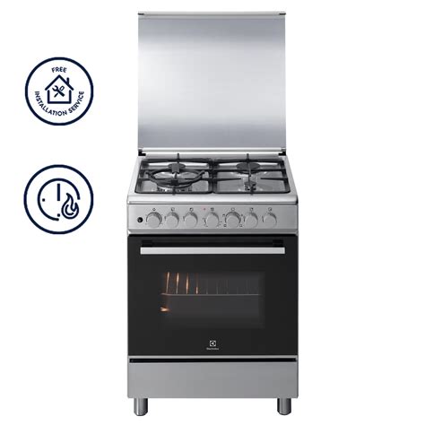 Electrolux EKG5402X 50cm, Gas Burners, 62L Electric Oven With Grill And Rotisserie, Stainless ...