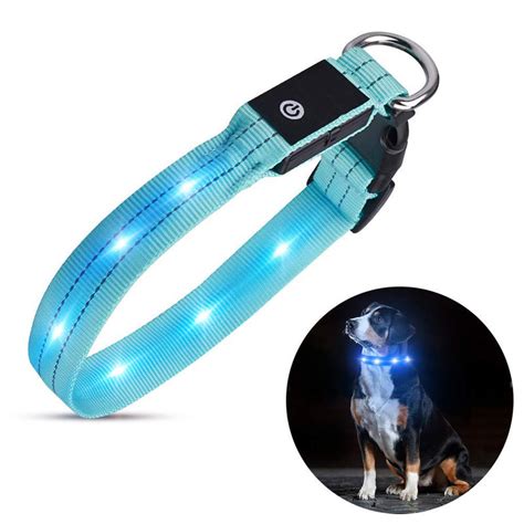 Nylon LED Dog Collar USB Rechargeable , Waterproof Light Up Dog Collar