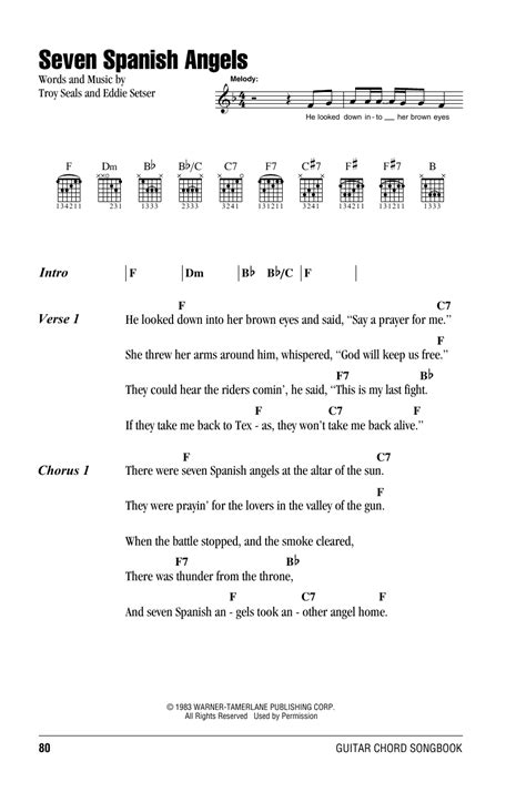 Seven Spanish Angels by Willie Nelson - Guitar Chords/Lyrics - Guitar ...