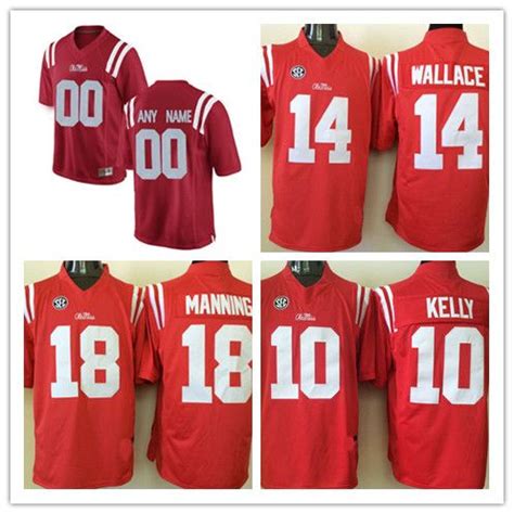 2018 Custom Ole Miss Rebels College Football Jersey Mens Limited Red ...