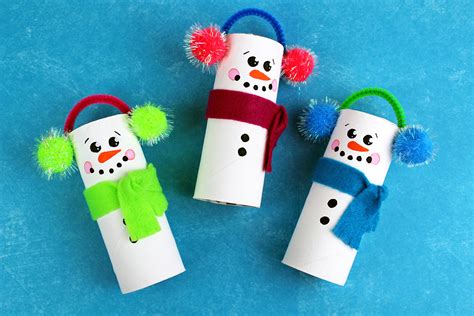 Recycled Toilet Paper Tube Christmas Snowmen Craft