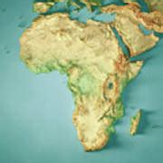 Africa Continent 3D Render Topographic Map Color Acrylic Print by Frank Ramspott
