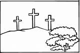 Three Crosses At Calvary Coloring Page sketch template