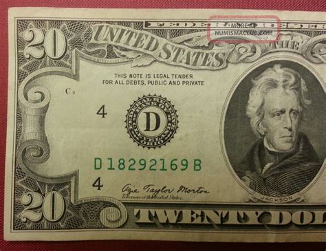 Old Twenty Dollar Bill Actual Size