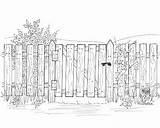 Picket Fence Outline Coloring Pages sketch template
