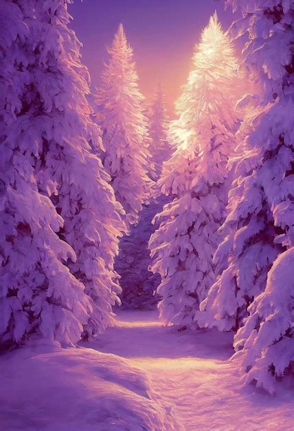 Premium Photo | Christmas landscape illustration beautiful winter scenery with christmas trees ...