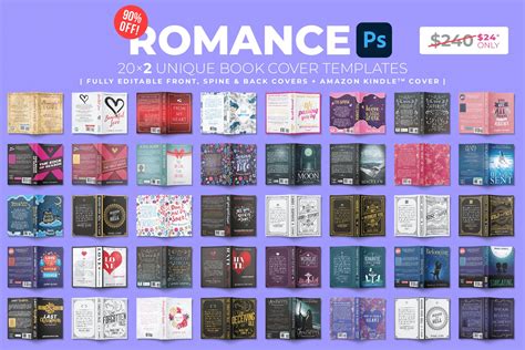 ROMANCE 20 Book Cover Templates Bundle | Creative Market