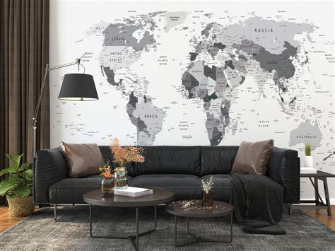 Customized Large World Map Wallpaper World Map World Map - Etsy