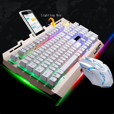 Keyboard Mouse Combo, Wired Rainbow LED Backlit Metal Pro Gaming Keyboard and 2400DPI 6 Buttons ...