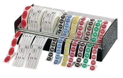 Stock rotation food safety label set, includes one roll of each label ...