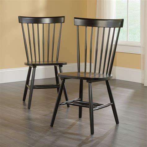 Sauder New Grange Spindle Back Chairs, Black finish | Dining chairs, Dining chair set, Solid ...