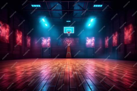 Premium AI Image | Background design corridor neon empty basketball ...