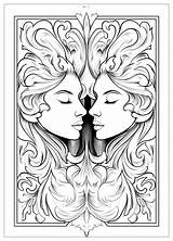 Gemini Coloring Pages  Color Your Zodiac Sign CrayonAZCom sketch template