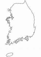Coloring Korea Map Pages Peninsula Korean Located Southern Part Asia  sketch template