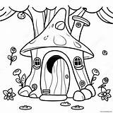 Whimsical Fairy House In The Enchanted Forest Coloring Page 16461 12990 sketch template