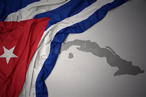 Waving Colorful National Flag And Map Of Cuba. Stock Photo - Image of ...