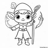 Elegant Elf With A Magical Staff Coloring Page  Pagescom sketch template