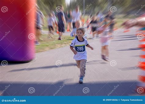 Young Preschool Children, Running on Track in a Marathon Competition Stock Photo - Image of ...