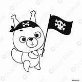 Coloring Page Cute Little Squirrel With Pirate Flag Book  sketch template