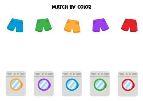 Matching game for kids. Washing machine and shorts by color. 2847586 Vector Art at Vecteezy