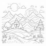 Simple Mountain Landscape Free Printable Coloring Pages Outline Sketch  sketch template