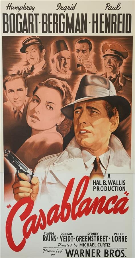 Casablanca 1942 3 Sheet Movie Poster Lithograph - DaVinci Emporium