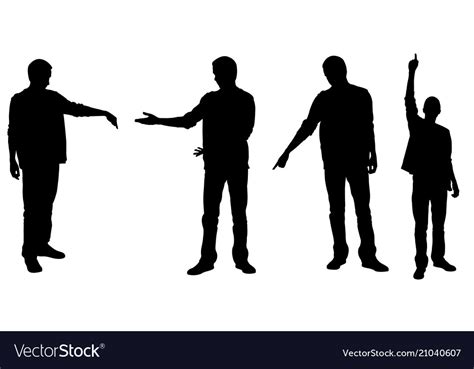 Set people silhouettes pointing with fingers Vector Image