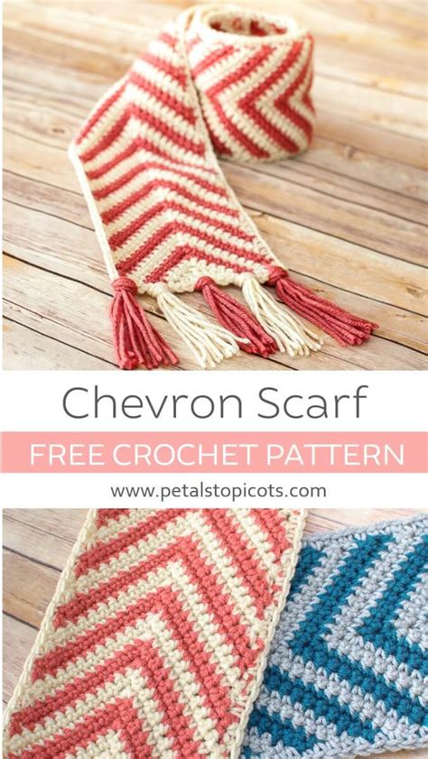 Chevron Crochet Scarf Pattern With Optional Fringe - Petals to Picots