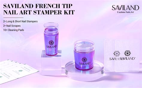 Saviland French Nail Stamper - 14PCS Durable French Tip Stamp Kit ...