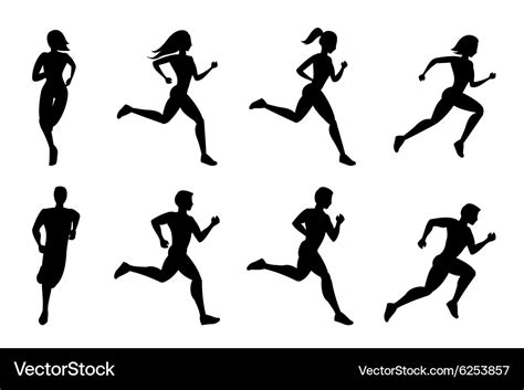 Running people silhouettes Royalty Free Vector Image