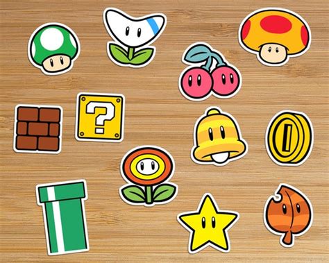 Set of 12 Super Mario Sticker Pack Power Ups Vinyl Stickers - Etsy