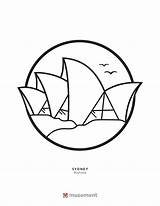Kleurplaten Cultuur Sidney Monuments Coloriages Wonders Kleurplaat  sketch template