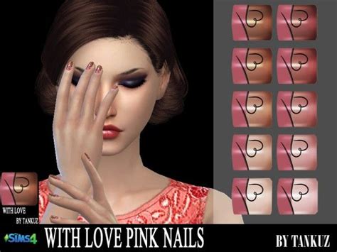 Tankuz: With Love Pink Nails • Sims 4 Downloads | Pinke nägel