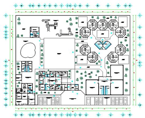 College Building Site Layout Plan With Landscaping Design AutoCAD File - Cadbull