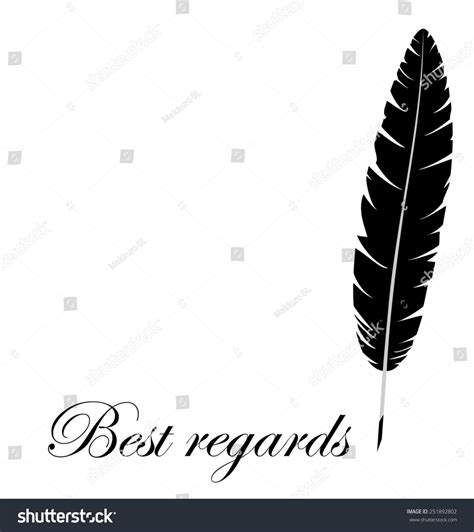 Black Single Feather Inscription Best Regards: Stockillustration 251892802 | Shutterstock