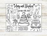 Customizable Wedding Day Coloring Page Printable Personalized  sketch template