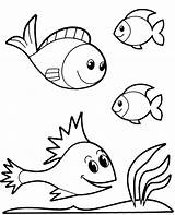 Easy coloring page For Preschoolers With fish sketch template