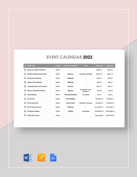 Event Calendar Template - 32+ Download | Free & Premium Templates