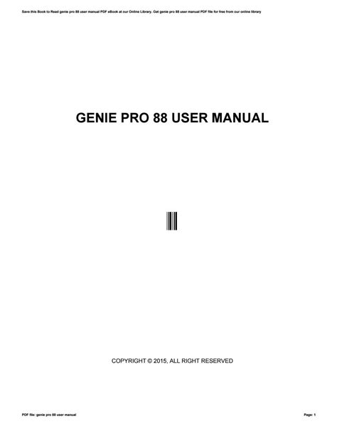 Genie pro 88 user manual by 117541 - Issuu