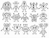 Funny And cute Alien monster With Three Eyes For Kids Imaginary  sketch template